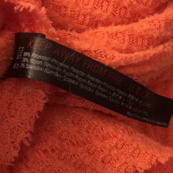 Urban Outfitters Orange Waffle Knit Jojo Thermal Long Sleeve Top Medium - Picture 9 of 9